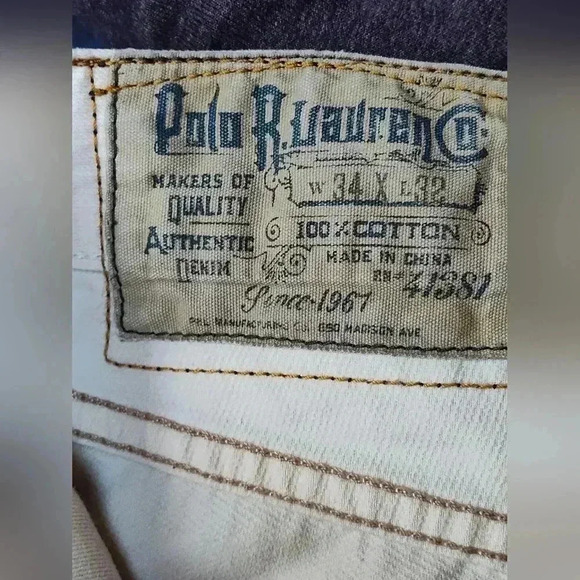 Polo Ralph Lauren 650 Straight Off White Khaki Chinos | Size 34/32 - Picture 5 of 9